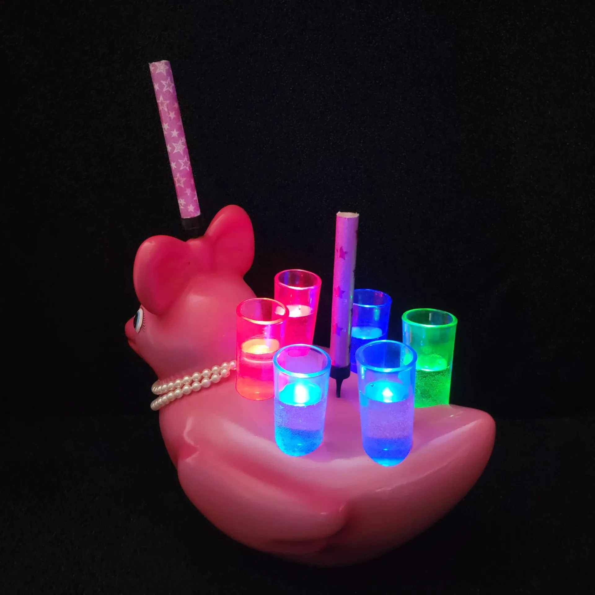 Pink LED Duck Shot Tray for 6 – Light Up Shot Glass Holder | Unique Party Shot Flight Tray for Bars & Bachelorette Parties - Image 6
