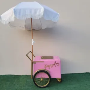 Standard Pink Popsicle Cart with Gold Trim for Events & Businesses