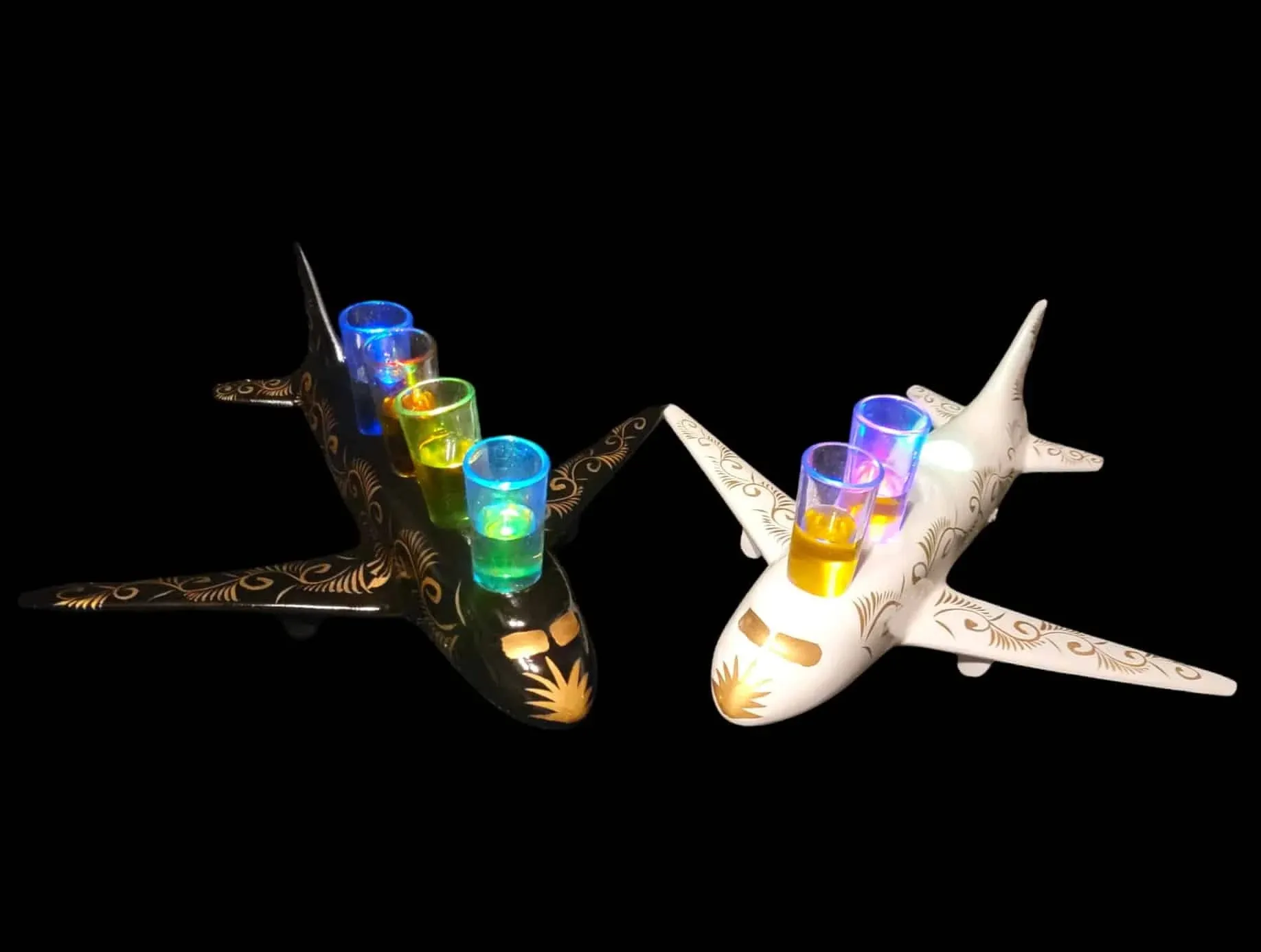 4 Shot White Airplane Tequila Shot Flight Tray with Lights - Image 6