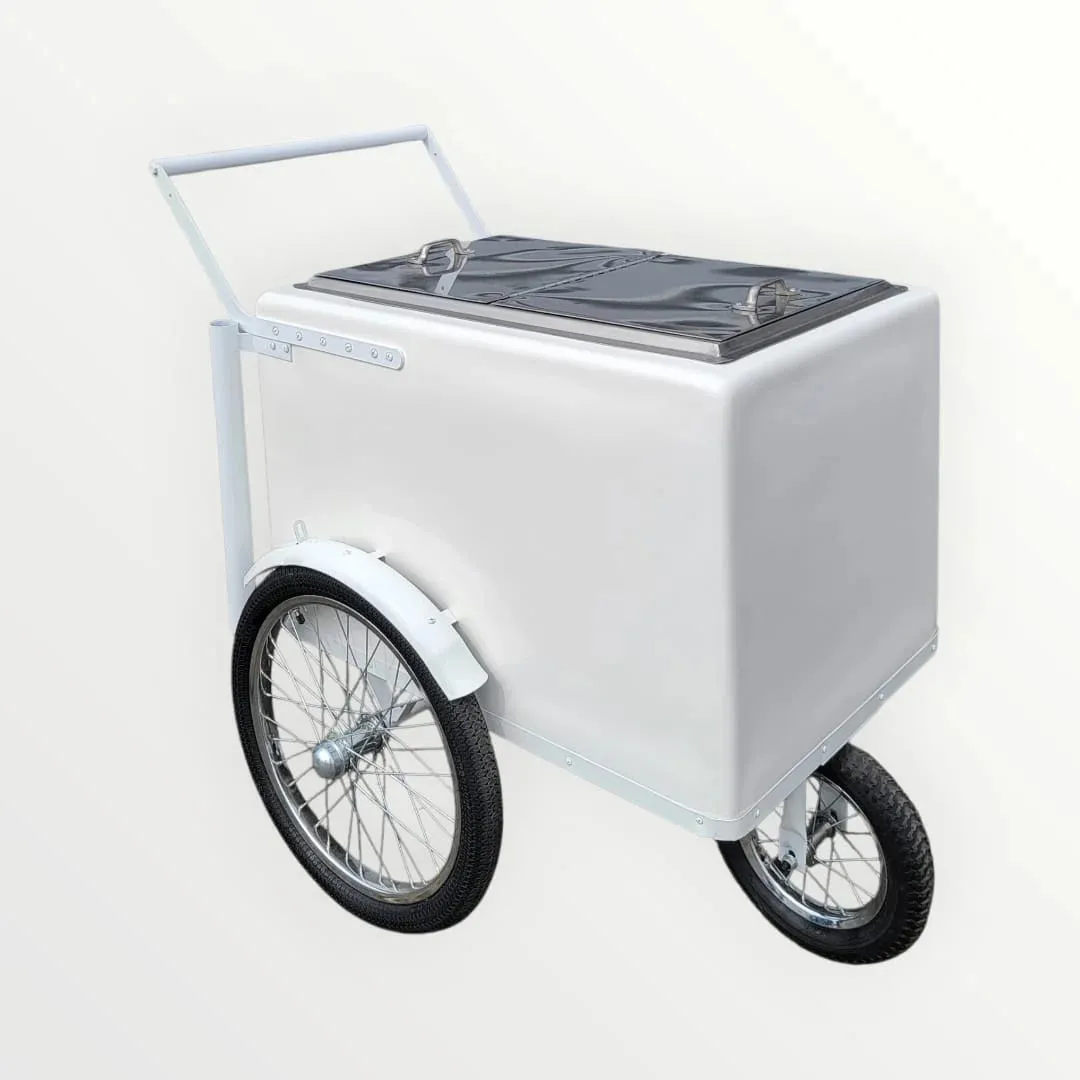 Tall Standard size Popsicle cart, Paleta Cart, Ice Cream Cart with XL reinforced flip door, bicycle tires, fenders all white - Image 6