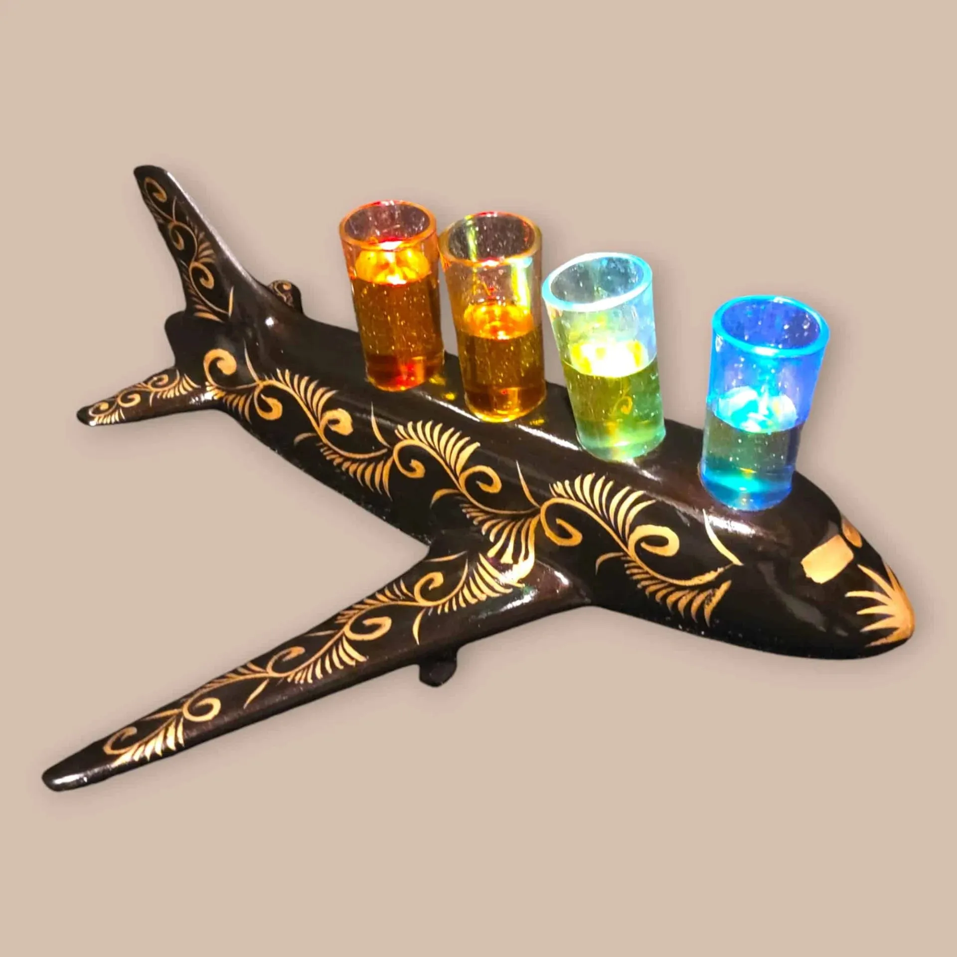 4 Shot Black Airplane Tequila Flight Tray with Stunning Lights - Image 6