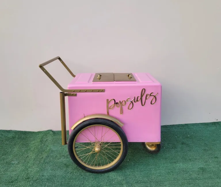 Standard Pink Popsicle Cart with Gold Trim for Events & Businesses