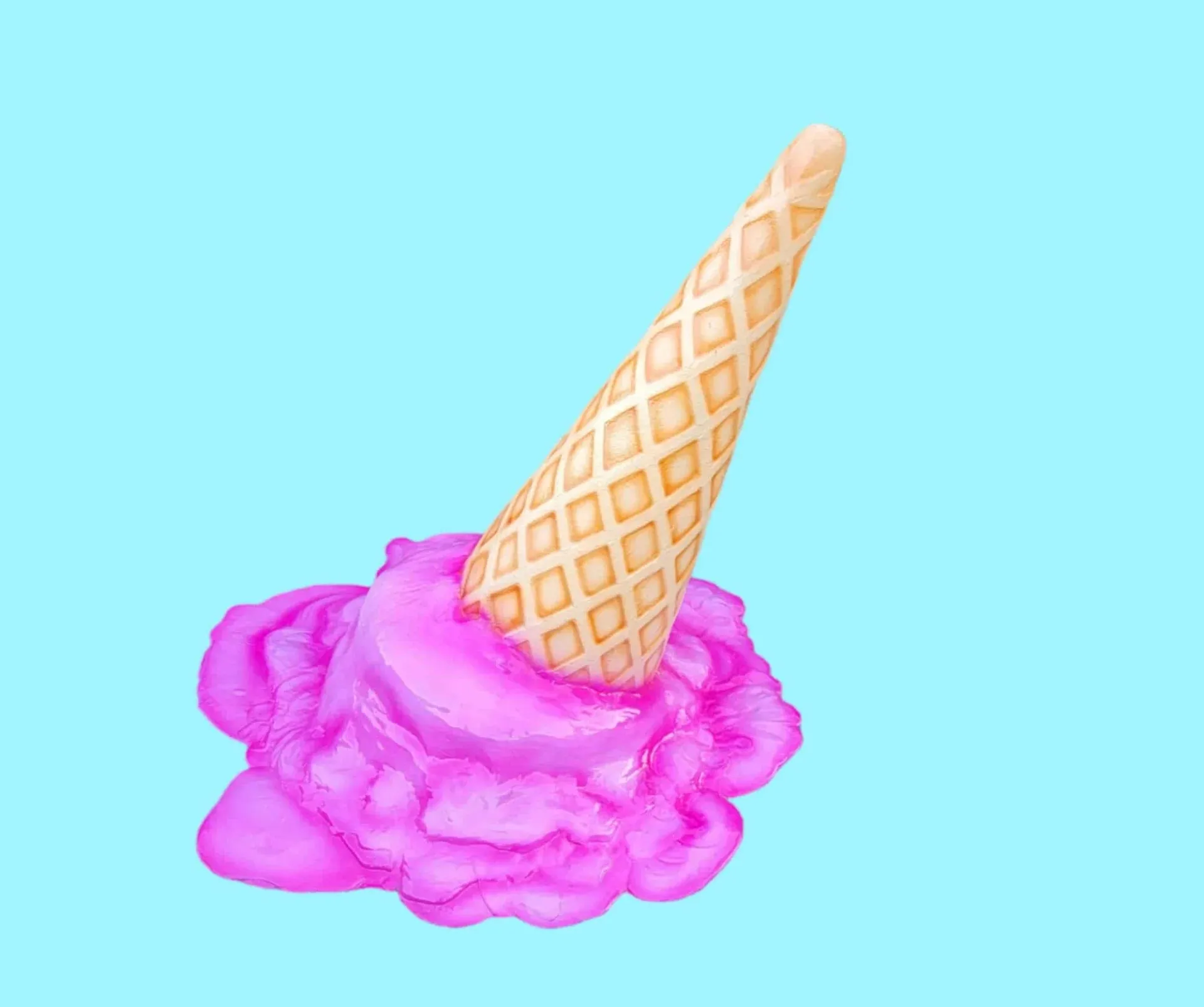 Melting Ice Cream Cone Prop 33.75” Upside Down – Pink Decoration - Image 2