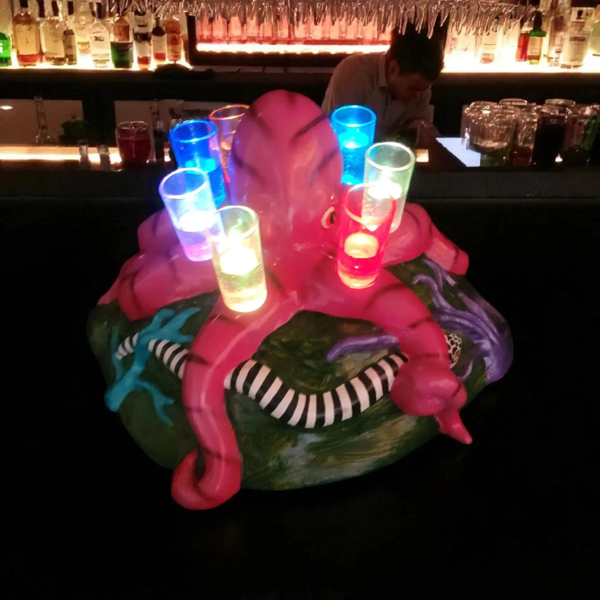 Fiberglass Octopus Shot Tray with LED Lights – Bottle Service Tray for Bars, Restaurants, Seafood & Mariscos – 7 Shot Glass Holder - Image 7