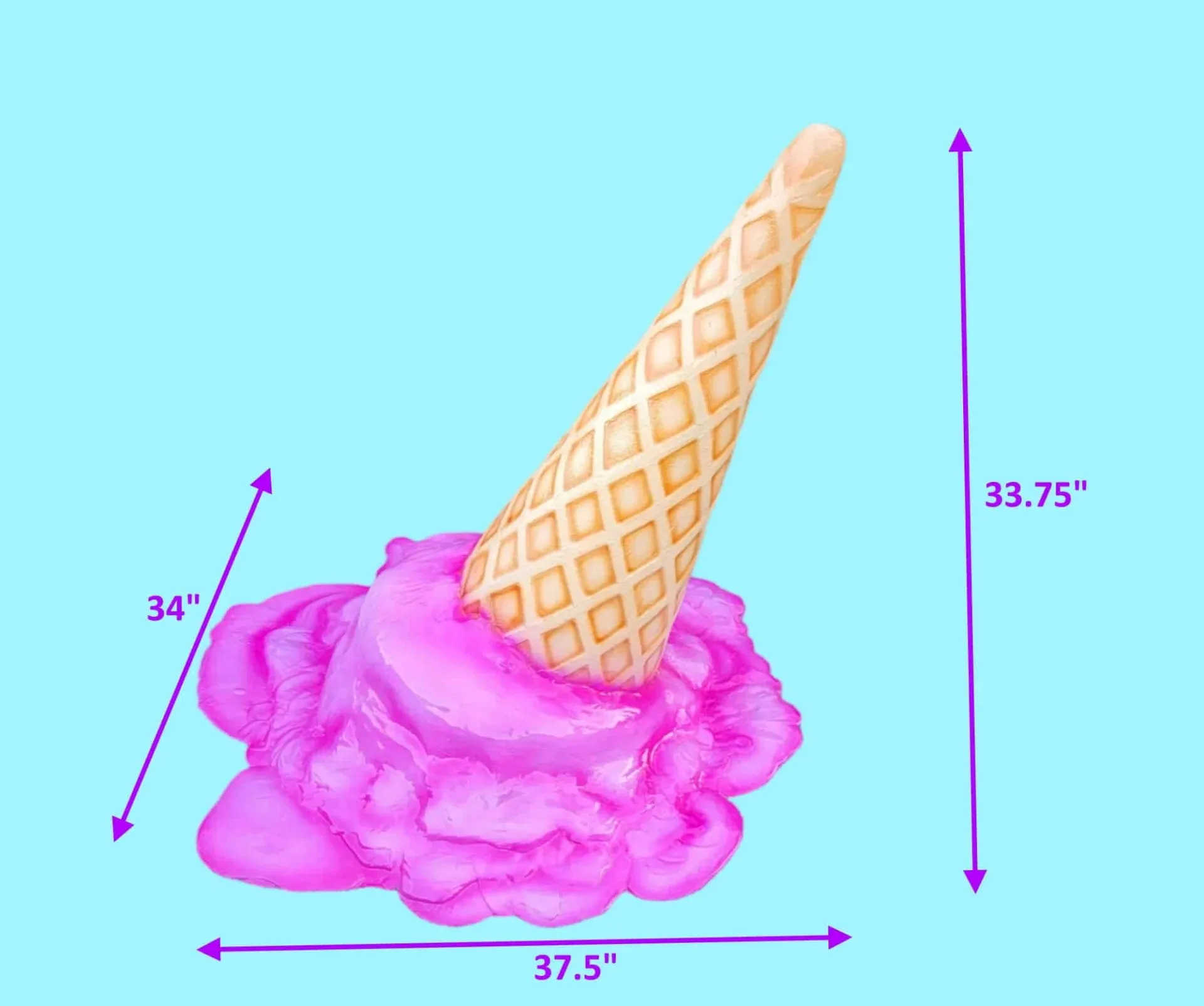 Melting Ice Cream Cone Prop 33.75” Upside Down – Pink Decoration - Image 7