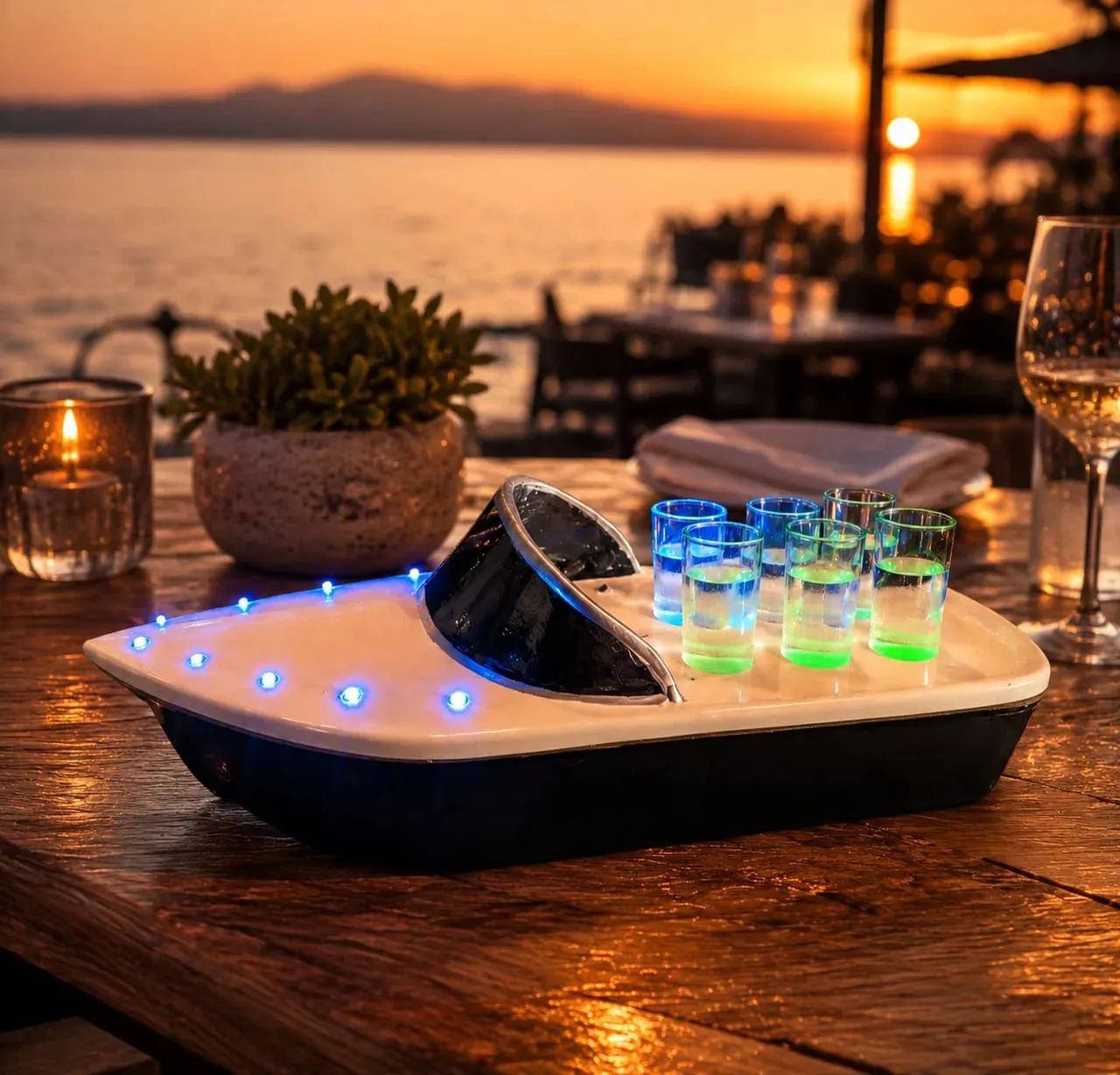 Boat Shot Flight Tray with LED Lights | Tequila Shot Serving Tray | Shot Glass Holder | Bar Drink Server | Beach Bar Decor | Boat Lover Gift | Bottle Service Tray - Image 12