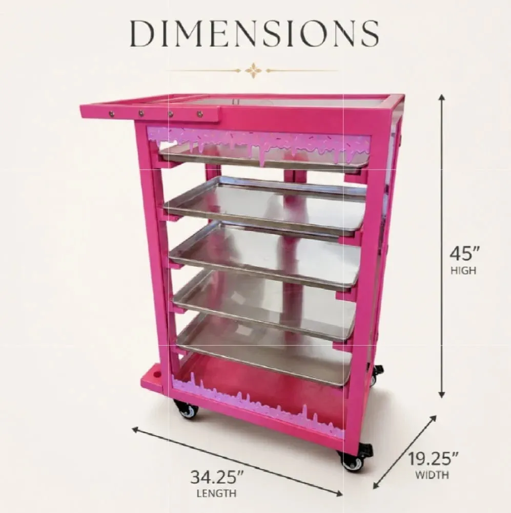 Pink Pastry Display Cart for Sale | Donut Display Cart | Bakery Display Cart | Cupcake & Dessert Display Stand | Wedding Catering Cart - Image 3