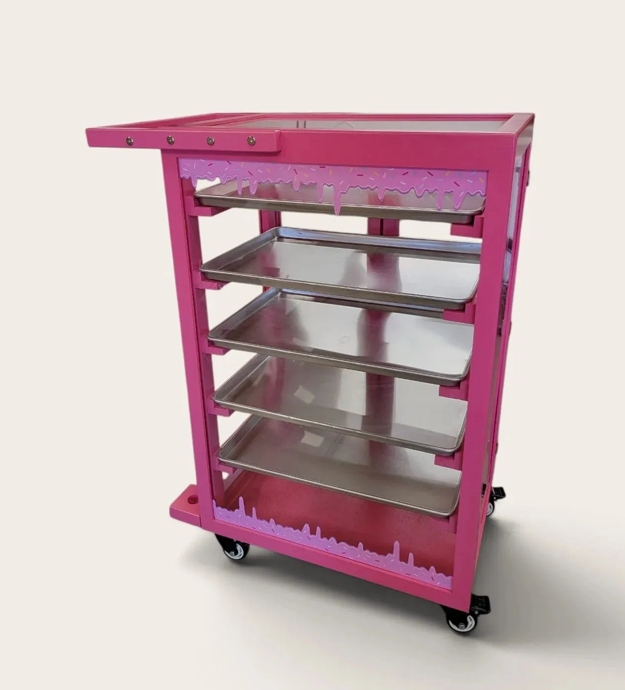 Pink Pastry Display Cart for Sale | Donut Display Cart | Bakery Display Cart | Cupcake & Dessert Display Stand | Wedding Catering Cart - Image 5
