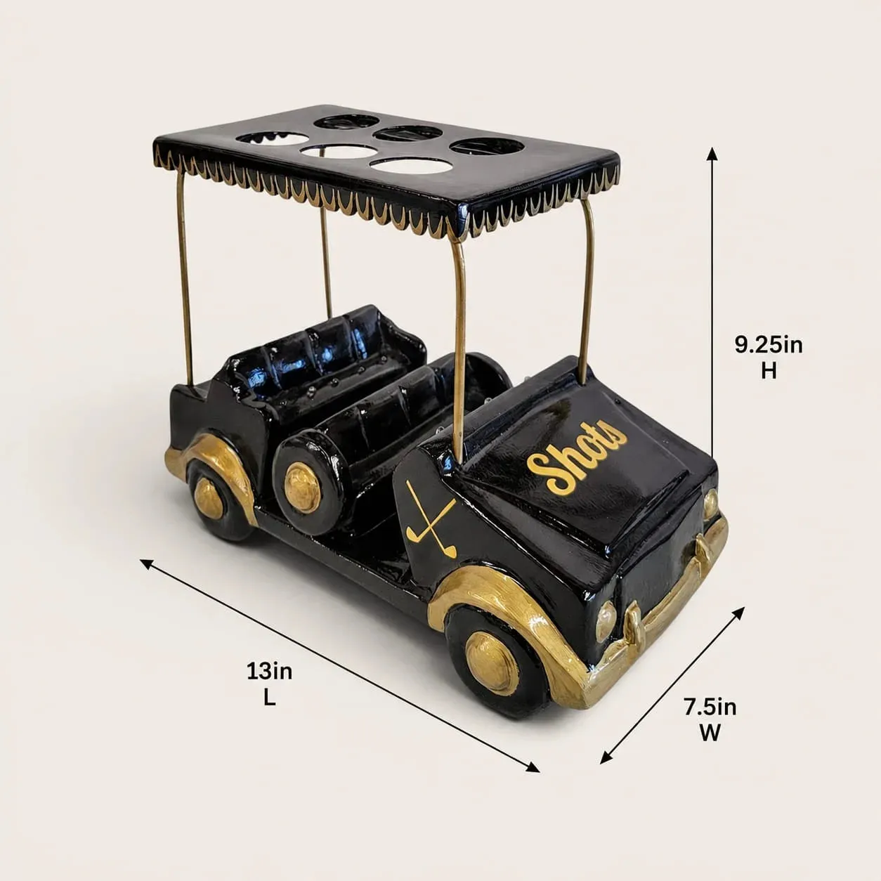 Black/Gold Golf Cart Shot Flight Tray with LED Lights | Golf Cart Tequila Shot Holder | Shot Glass Serving Tray | Golf Lover Gift | Bar & Restaurant Drink Service - Image 9