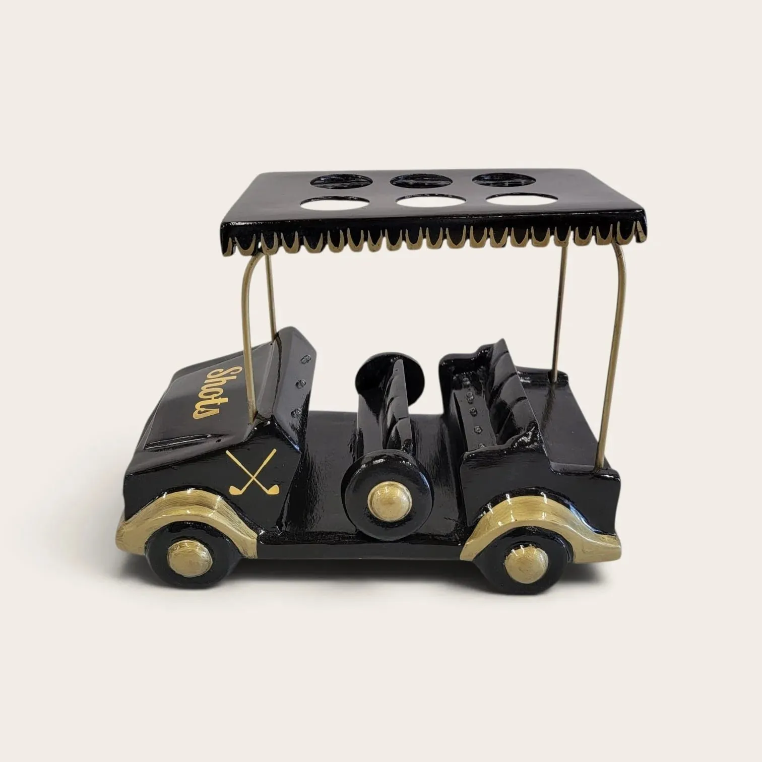 Black/Gold Golf Cart Shot Flight Tray with LED Lights | Golf Cart Tequila Shot Holder | Shot Glass Serving Tray | Golf Lover Gift | Bar & Restaurant Drink Service - Image 5