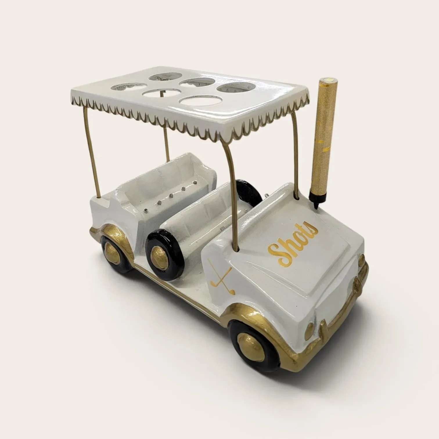 White/Gold Golf Cart Shot Flight Tray with LED Lights | Golf Cart Tequila Shot Holder | Shot Glass Serving Tray | Golf Lover Gift | Bar & Restaurant Drink Service (Copy) - Image 5