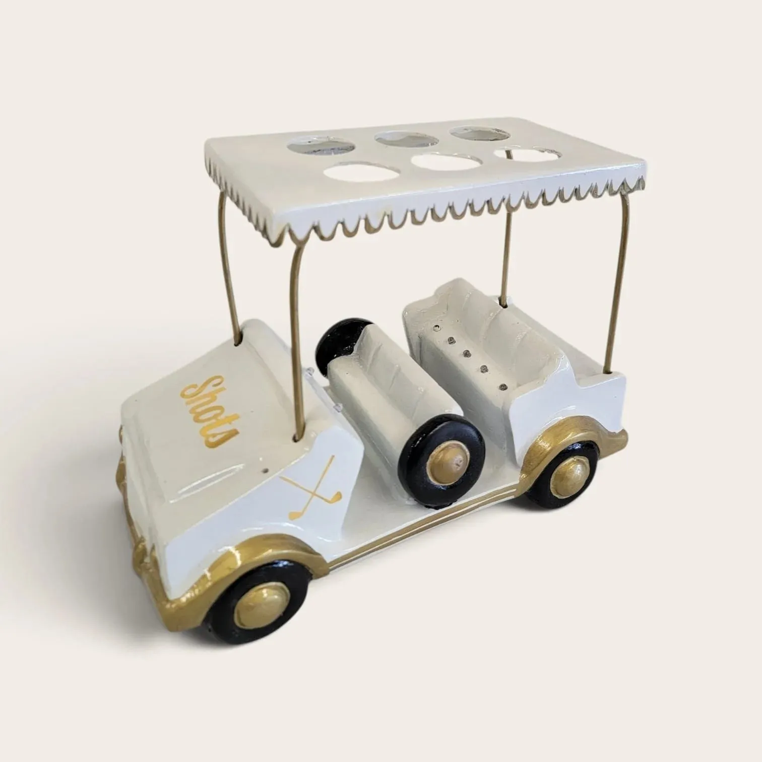 White/Gold Golf Cart Shot Flight Tray with LED Lights | Golf Cart Tequila Shot Holder | Shot Glass Serving Tray | Golf Lover Gift | Bar & Restaurant Drink Service (Copy) - Image 9