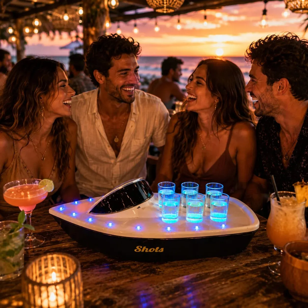 Boat Shot Flight Tray with LED Lights | Tequila Shot Serving Tray | Shot Glass Holder | Bar Drink Server | Beach Bar Decor | Boat Lover Gift | Bottle Service Tray - Image 2