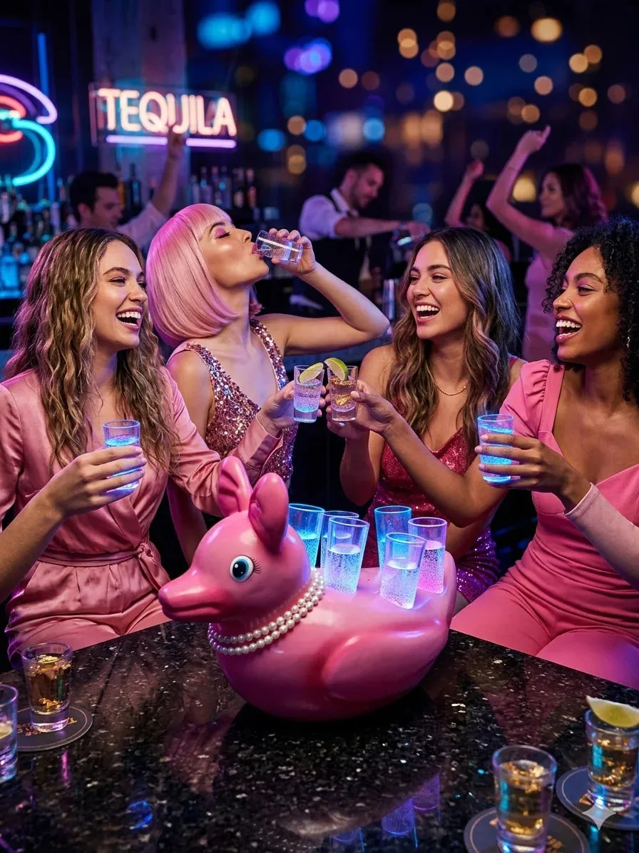 Pink LED Duck Shot Tray for 6 – Light Up Shot Glass Holder | Unique Party Shot Flight Tray for Bars & Bachelorette Parties - Image 2