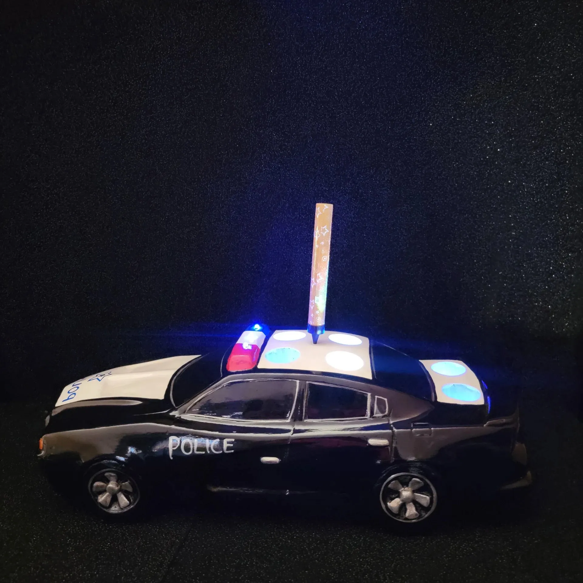 Police Car Tequila Shot Flight Tray with LED Lights – 6 Shot Glass Holder for Bars, Bottle Service, Parties & Events - Image 5