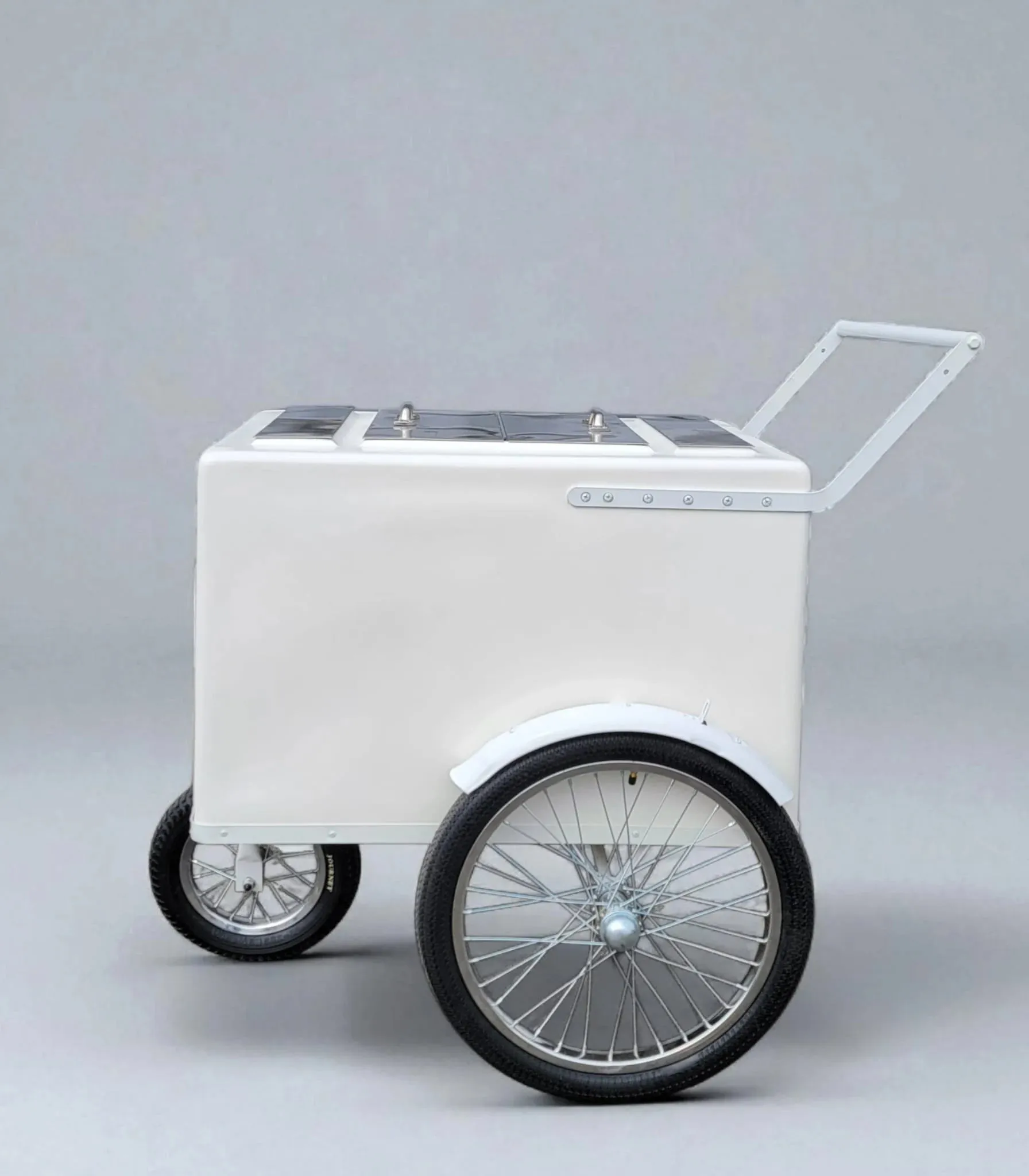 Tall Standard White Popsicle Cart with Fenders and Bicycle Tires (Copy) - Image 3