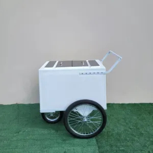Tall Standard Popsicle Cart with Bicycle Tires & White trim, 3 top openings