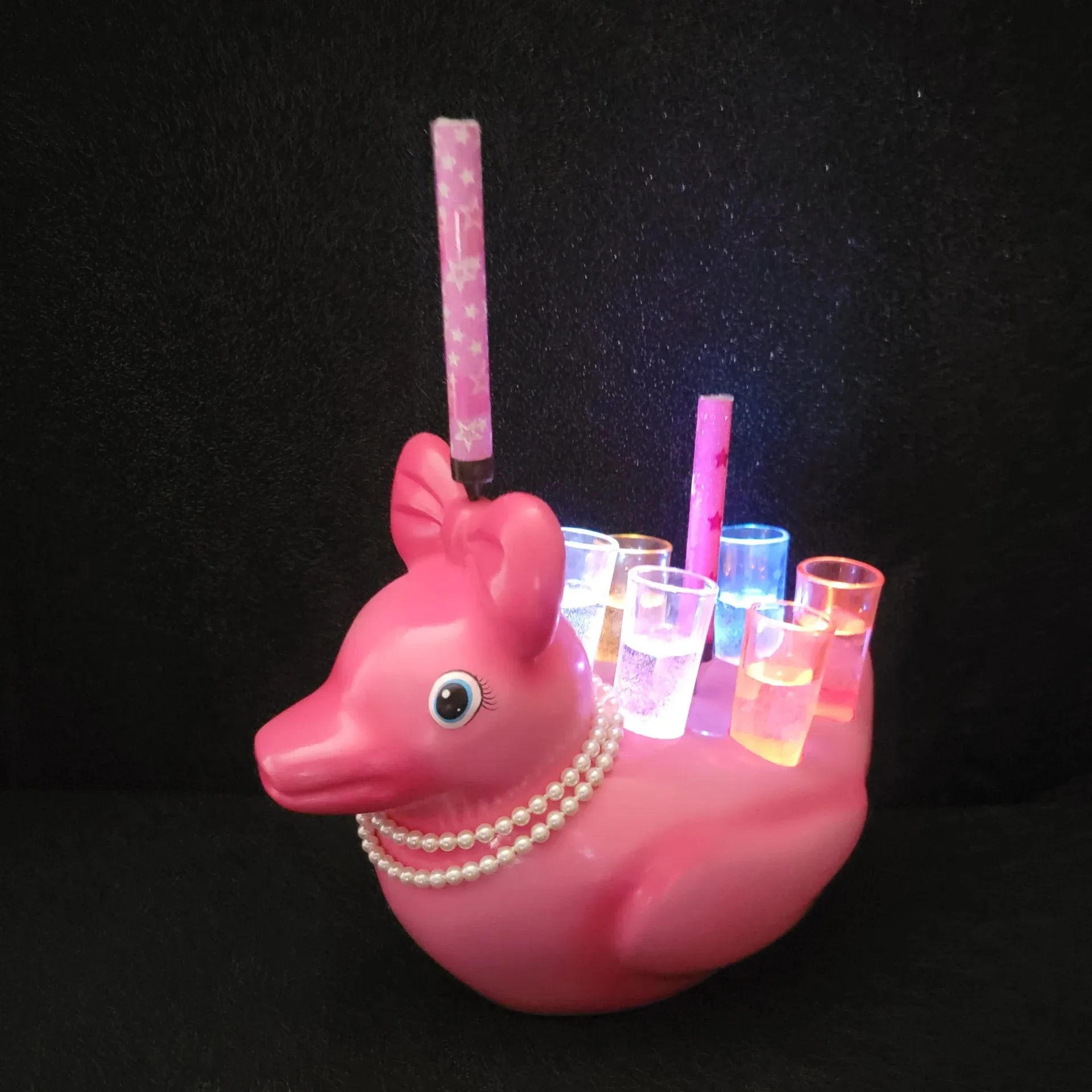 Pink LED Duck Shot Tray for 6 – Light Up Shot Glass Holder | Unique Party Shot Flight Tray for Bars & Bachelorette Parties - Image 4
