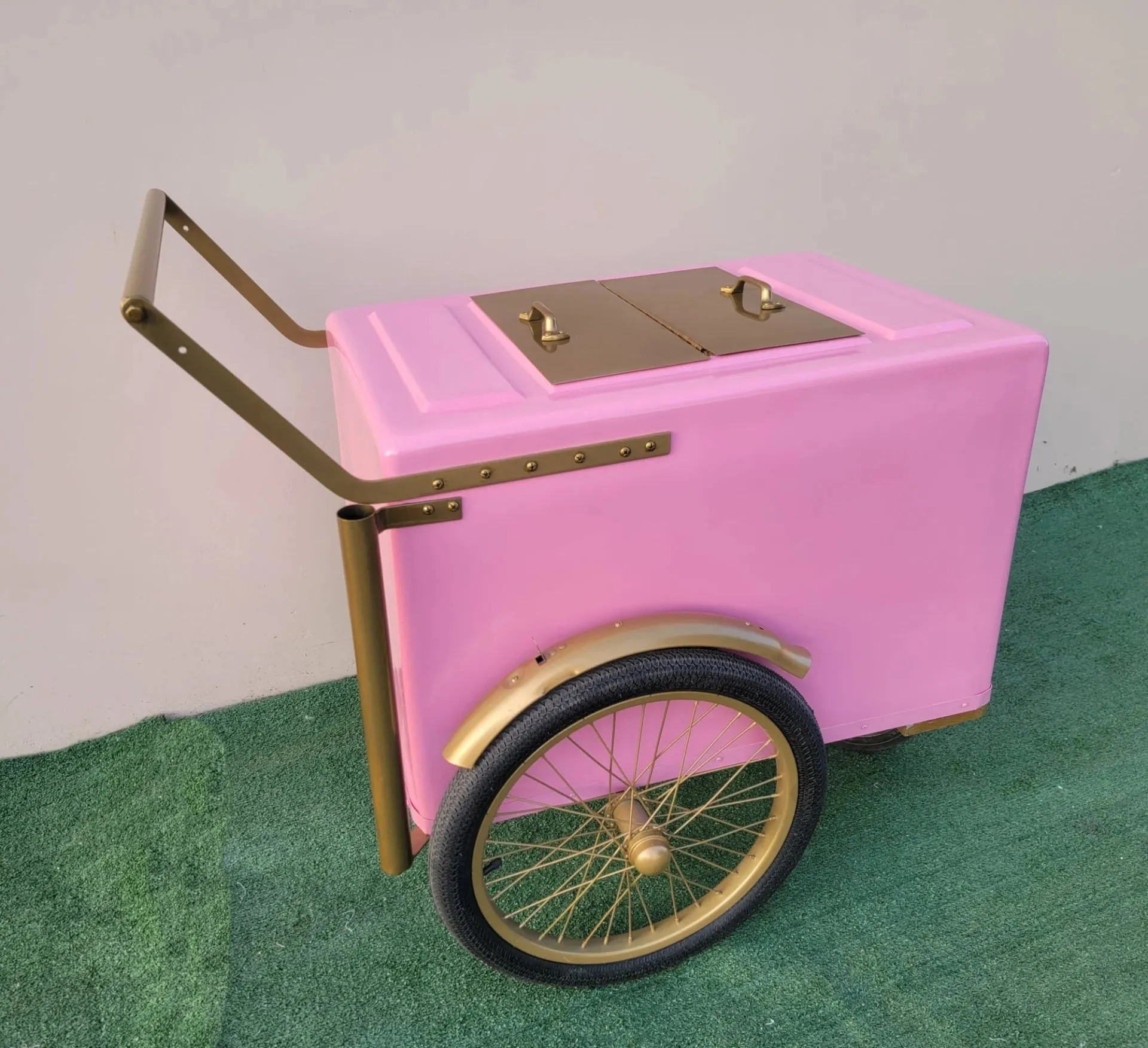 Standard Pink Popsicle Cart with Gold Trim for Events & Businesses - Image 3