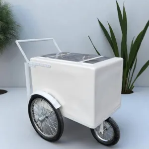 Tall Standard White Popsicle Cart with Fenders and Bicycle Tires