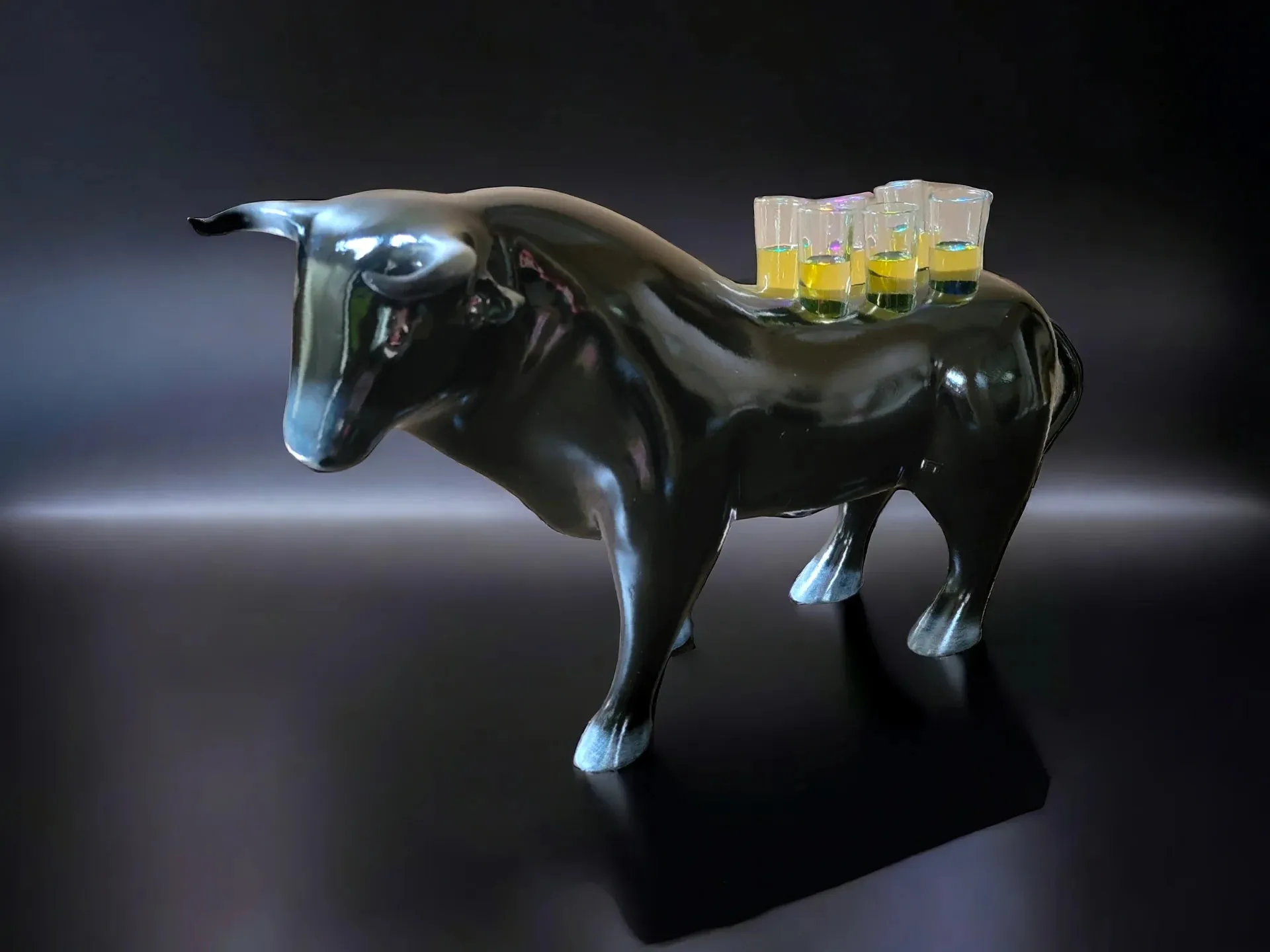Black Tasting Flight Bull Tray with Lights for Unique Events - Image 2