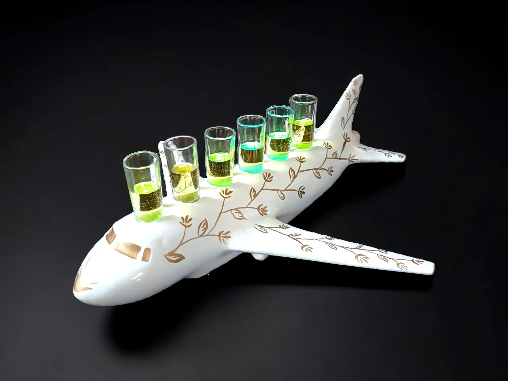 6 Shot White Airplane Tequila Flight Tray with Stunning Lights - Image 4