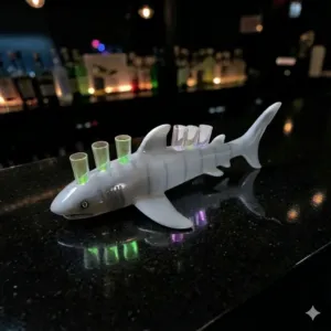 Fiberglass shark shot tray with LED lights